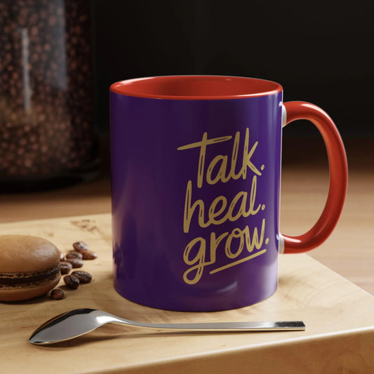 Talk, Heal, Grow Hero Menswear Accent Coffee Mug